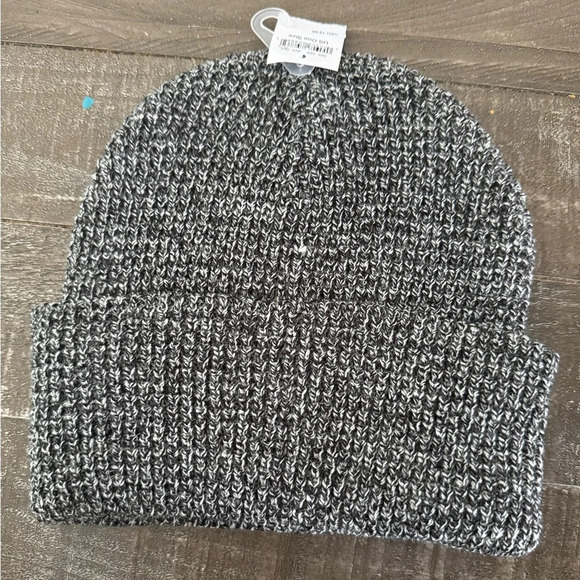 AMERICAN EAGLE NWT Marled Black/Gray/White Folded Band Beanie O/S - Picture 3 of 5